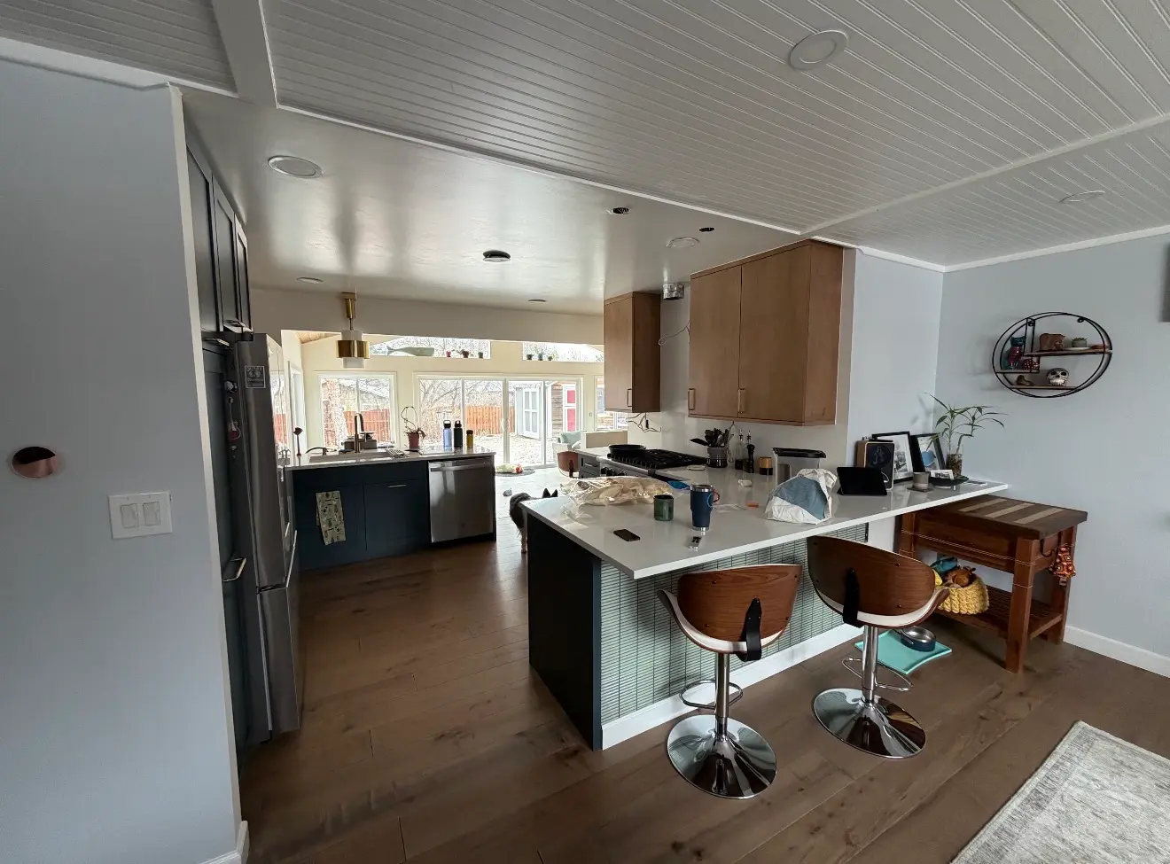 View from the kitchen toward the completed sunroom in Boulder, Colorado