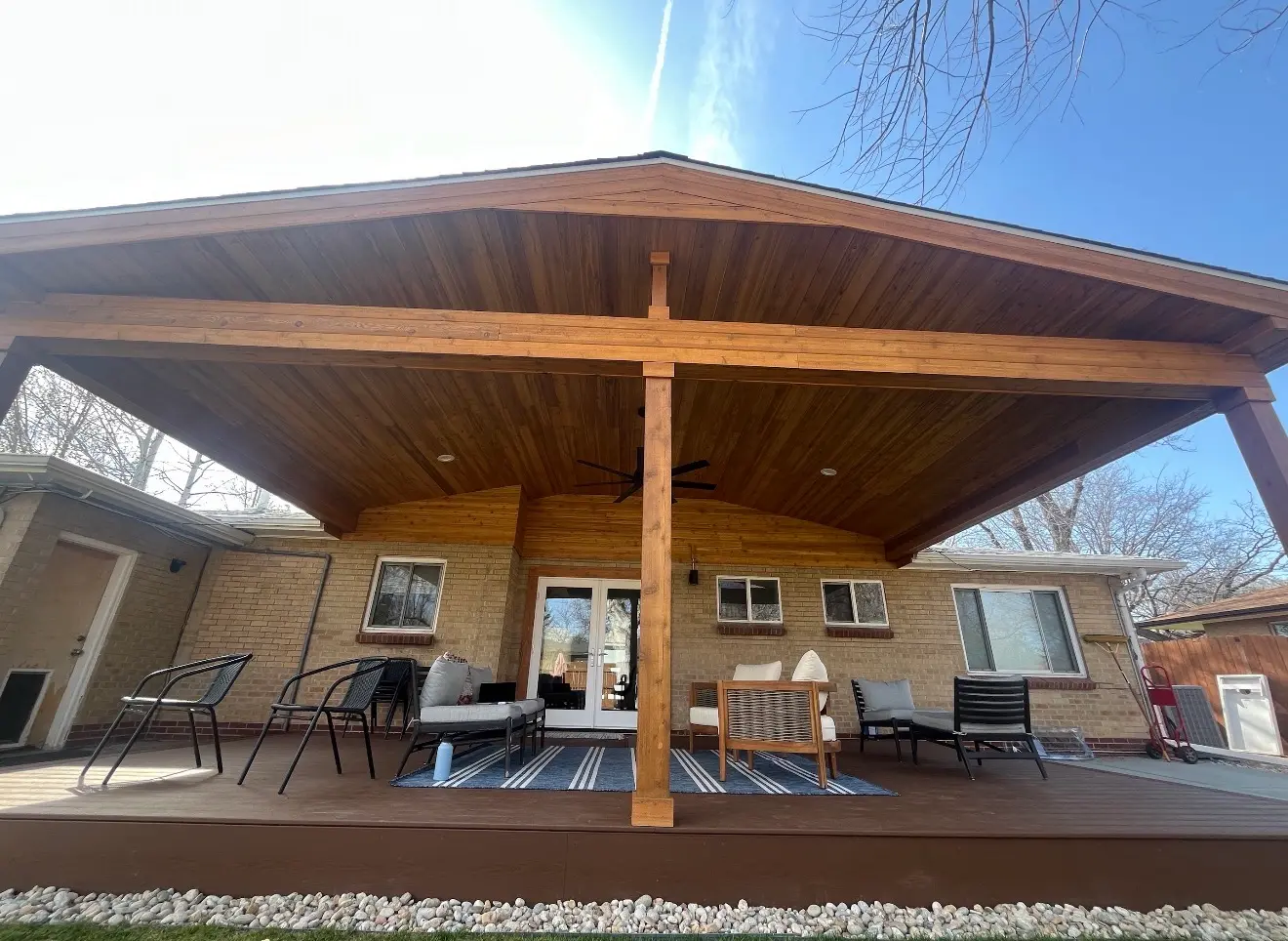 Front-facing view of cedar gable roof cover in Wheat Ridge, Colorado