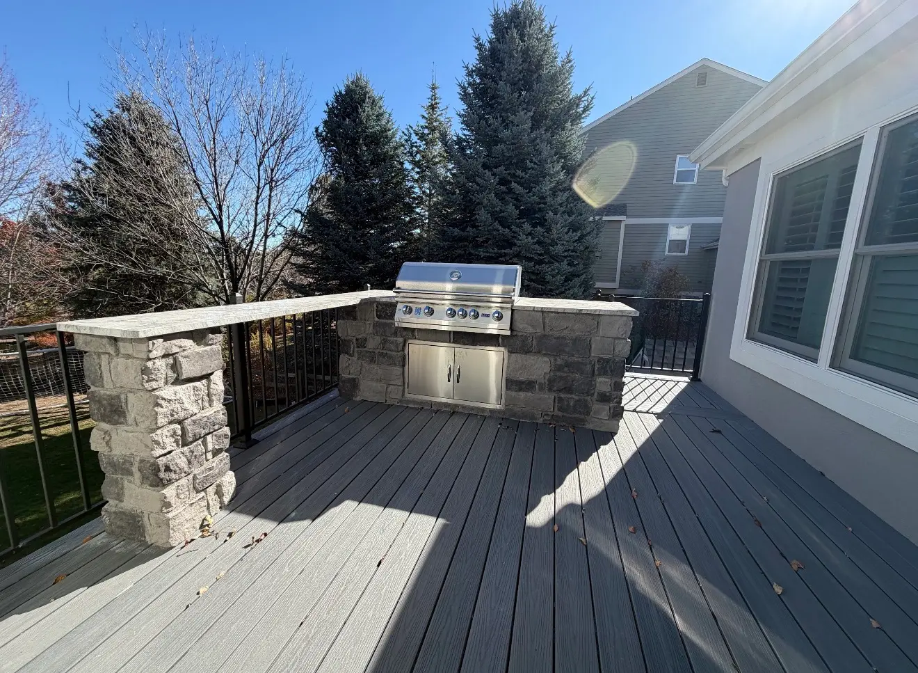 Composite grilling deck with built-in grill area in Aurora, Colorado