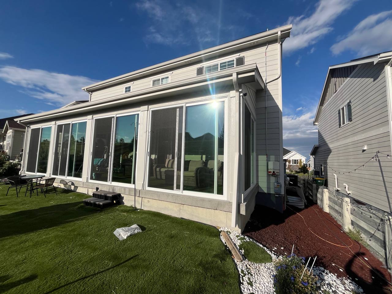 Backyard patio enclosure construction in Aurora Colorado